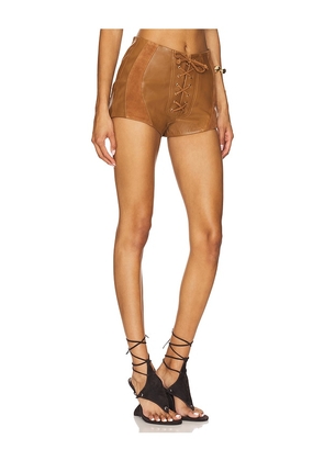 retrofete Agda Suede Short in Brown. Size L. Also in M, S, XL, XXL.