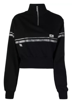 GCDS rhinestone-embellished cropped sweatshirt - Black