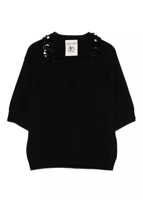 Semicouture embellished-collar wool sweater - Black
