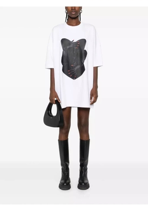 HAMZA corset print mini T-shirt dress - White