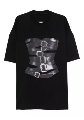 HAMZA Dolce buckled-corset print T-shirt mini day dress - Black