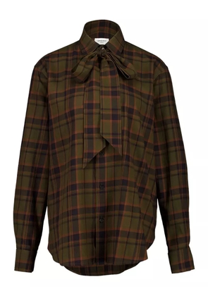 Saint Laurent check lavallière-bow shirt - Green
