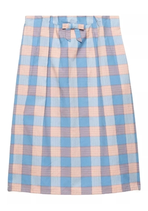 Prada bow-detailed checked skirt - Blue