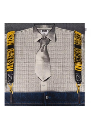 Moschino shirt-print silk scarf - White