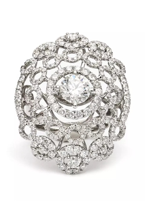 Rewind Vintage Affairs 18K white gold Ornate Cluster diamond ring - Silver