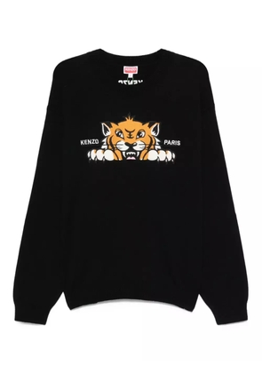 Kenzo embroidered-tiger crew-neck sweater - Black