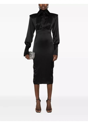 Vestiaire d'un Oiseau Libre padded-shoulder silk dress - Black