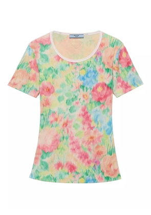 Prada floral-print ribbed T-shirt - Green