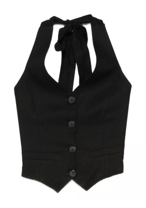 HAMZA Skipper halter-neck buttoned vest - Black