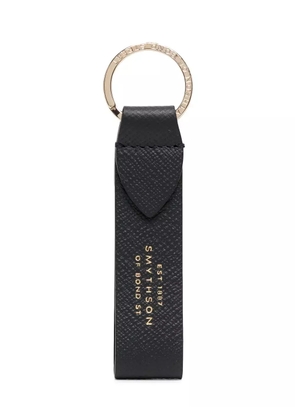 Smythson logo-tag keychain - Black