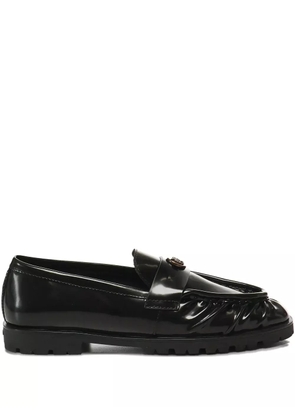 PINKO pleated logo-plaque loafers - Blacks and greys