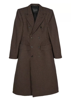 Balenciaga houndstooth wool double-breasted coat - Brown