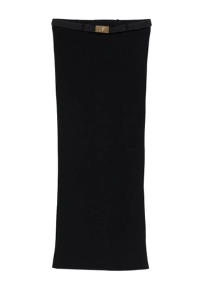 Elisabetta Franchi ribbed waistband midi skirt - 110 NERO