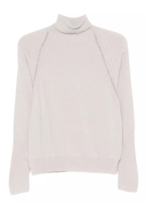 D.Exterior roll-neck embellished sweater - Neutrals