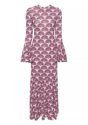 La DoubleJ Alba Fans-print maxi dress - Purple