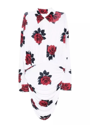 Norma Kamali shirt shirred bottom mini dress - White