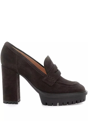 Gianvito Rossi loafer-style platform heeled pumps - Brown