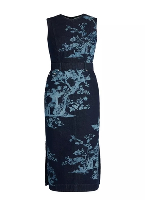 ERDEM trees-print sleeveless dress - Blue