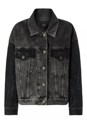 PINKO stonewashed embellished denim jacket - Black