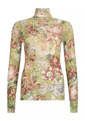 LIU JO floral-print ribbed sweater - Green