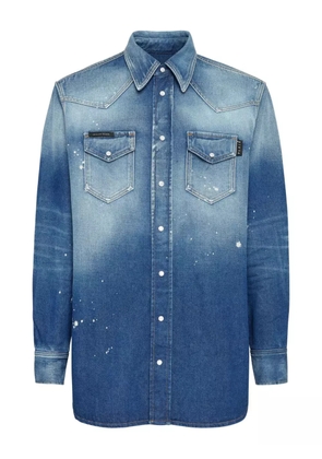 Philipp Plein paint-splatter shirt - Blue