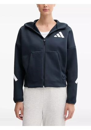 adidas logo-detail zip-up hoodie - Blue