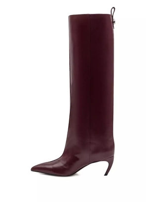 The Attico 65mm Lea pointed-toe leather boots - Red