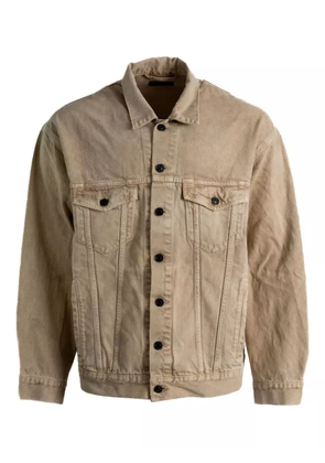 Balenciaga logo-print denim jacket - Brown