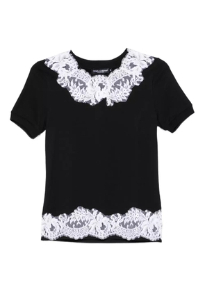 Dolce & Gabbana DNA lace-trimmed cotton T-shirt - Black