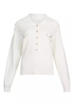 LIU JO maxi-neck rib-knit sweater - White