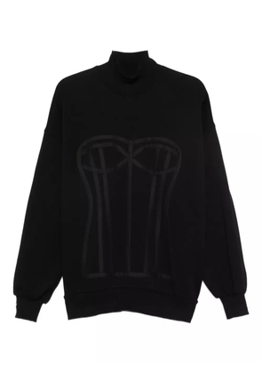 HAMZA Kora corset-detail turtleneck sweatshirt - Black