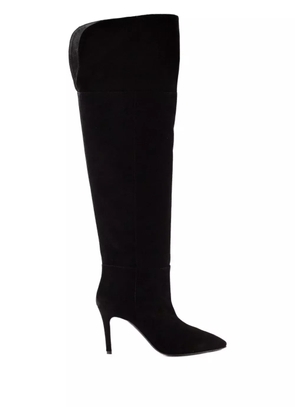 ブーツその他 Via Roma 15 Black Suede Heeled High Boot Via Roma 15 80mm V-plaque knee-high Boots | Black | FARFETCH GE