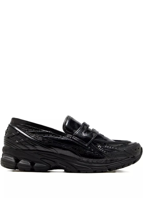 New Balance crocodile-effect slip-on sneakers - BLACK/BLACK