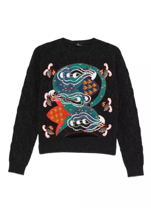 ETRO embroidered cable-knit sweater - Grey