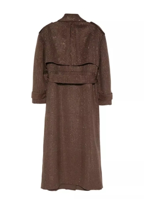 Giuseppe Di Morabito crystal-embellishment double-breasted trench coat - Brown
