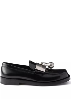 Prada metal-ornament leather loafers - Black