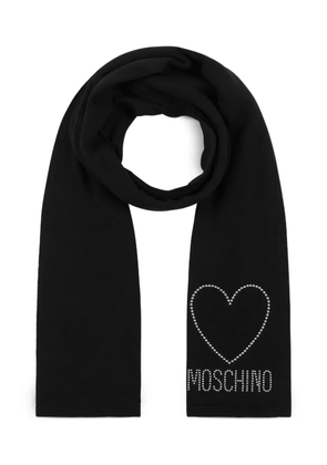 Moschino heart-studded wool scarf - Black