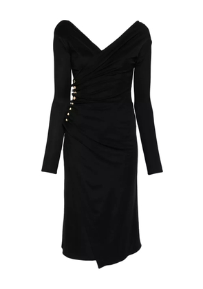 Elisabetta Franchi side-button draped dress - Black