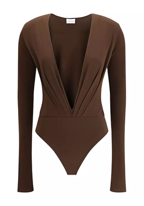 THE ANDAMANE deep-V-neck bodysuit - Brown