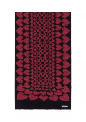 Moschino heart-pattern knitted scarf - Black