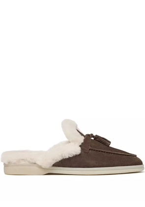 Scarosso tassel-embellished suede mules - Brown