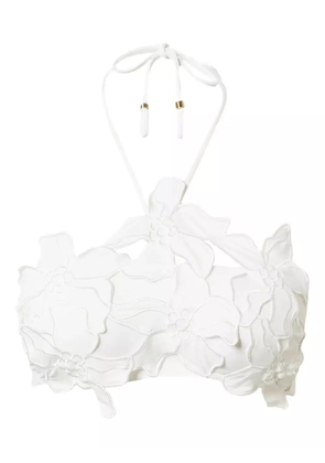 TWINSET floral-appliqué bikini top - White