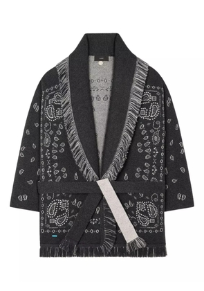 Alanui bandana-jacquard fringed cardigan - Grey