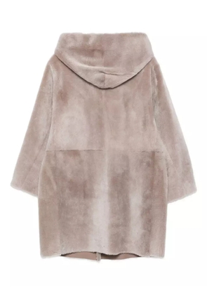 Manzoni 24 hooded lamb shearling coat - Neutrals