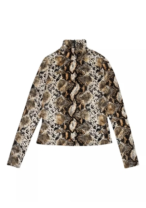 Callipygian snake-print turtleneck sweater - Brown