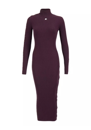 Courrèges ribbed turtleneck midi dress - Red