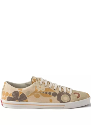 Prada floral print lace-up sneakers - Neutrals