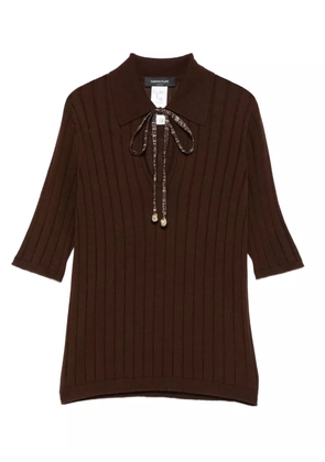 Fabiana Filippi ribbed tie-neck top - Brown