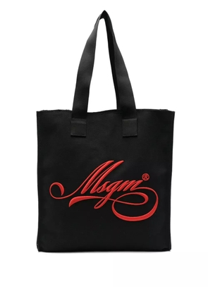 MSGM medium logo-embroidered tote bag - Black