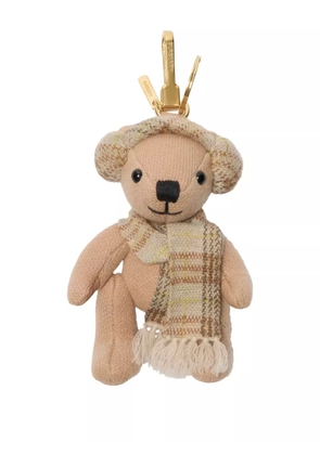 Burberry Thomas Bear checked-scarf bag charm - Neutrals